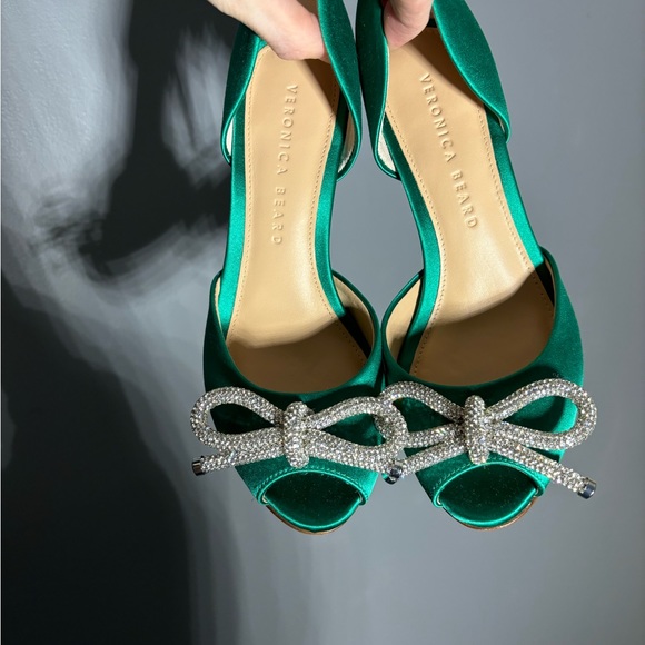 NWOT Veronica Beard Emerald Gadot Bow Dress Heels Size 6 - Picture 4 of 7